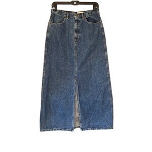 Vintage 90’s Y2K Eddie Bauer Cotton Maxi Denim Western Skirt, Front Slit